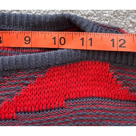 Vintage Mondi Abstract Red & Gray Patterned Sweater Knit Material Unisex Fit Lon - Picture 9 of 10